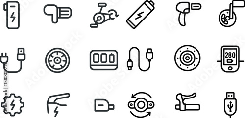 Electric and cycling icons for energy and fitness design projects
