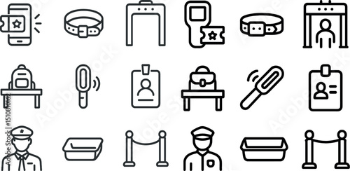 Security and identification icons for access control and office safety