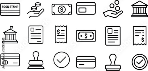 Financial and banking icons for digital and print design projects