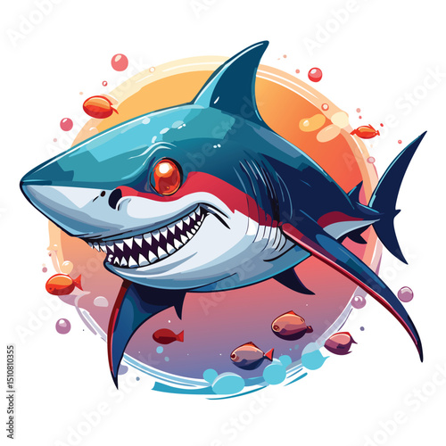 Portrait of a shark cat with fluid colors dripping in background.horizontal, no people, color image, illustration, animal themes, full length, biology, shark, aggression, death, dinosaur, extinct, mot