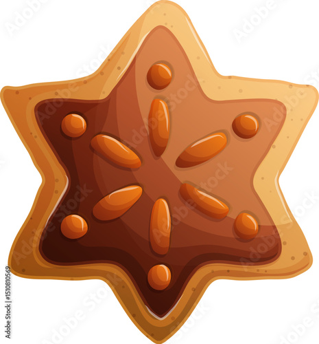 Starshaped Cookie with Chocolate Filling and Decorative Candies for the Holidays.