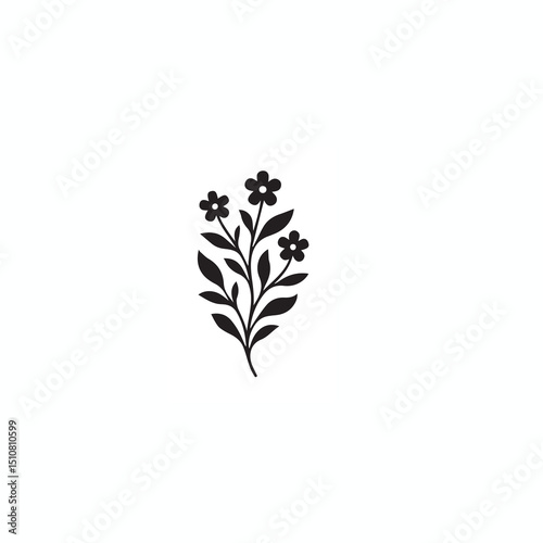 Abstract Botanical Silhouette – Minimal Black and White Nature Art
