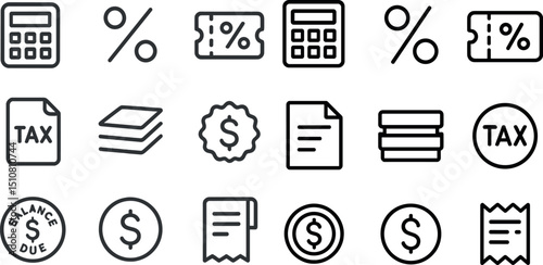 Financial and taxation icons for business and accounting design