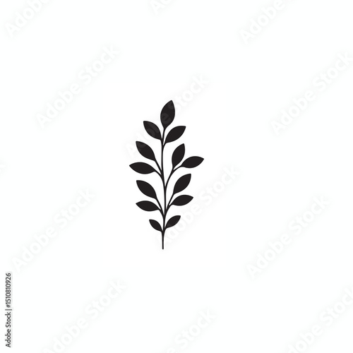 Elegant Botanical Plant Silhouette in Black and White