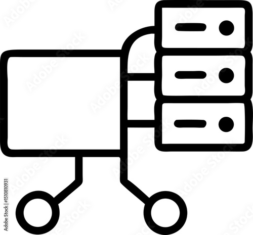data center vector outline icon on white or transparent background	