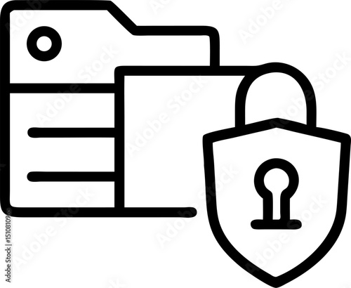 data protection vector outline icon on white or transparent background	