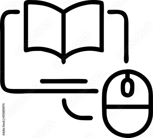 e-learning vector outline icon on white or transparent background	