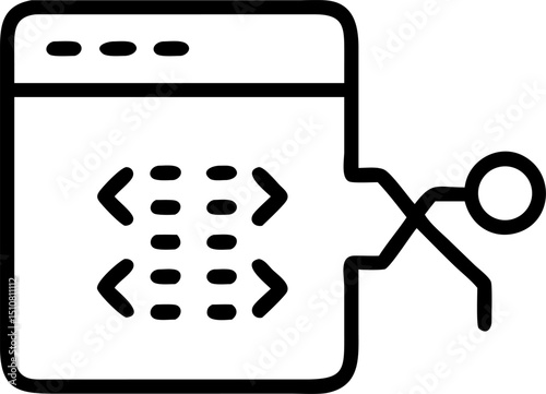 source code vector outline icon on white or transparent background	
