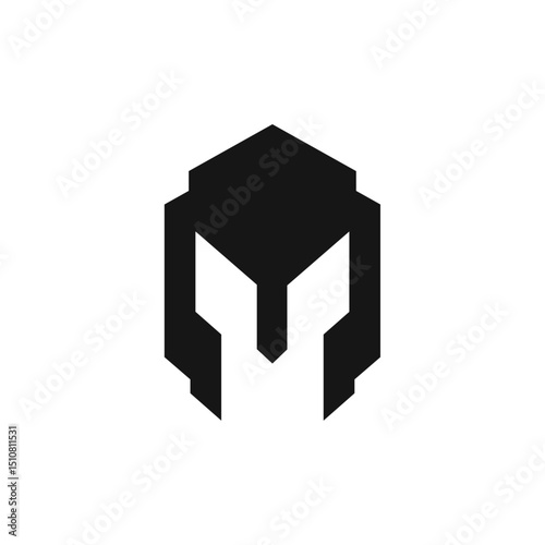 Spartan warrior helmet logo vector template. Roman gladiator symbol sign