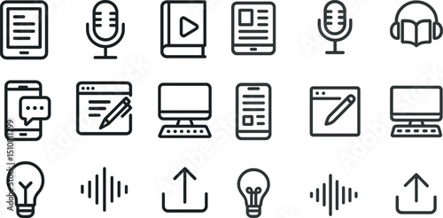 Digital media icons for online communication and content creation