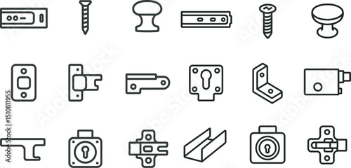 Home hardware icons collection for interior design and construction projects