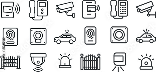 Security and surveillance icons for technology and safety design