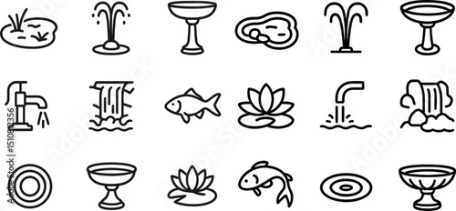 Water element icons for design and decor projects