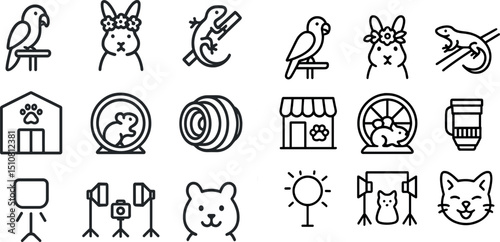 Cute animal icons for pet-themed designs and decorations