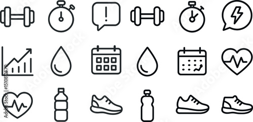 Fitness and health icons for workout and planning design