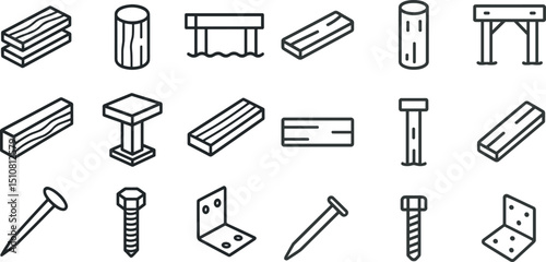 Construction elements icons set for design and planning projects