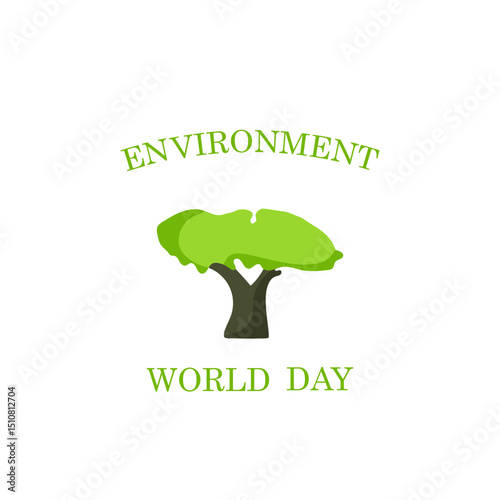 Vector illustration of a green tree dedicated to World Environment Day. The purity and environmental friendliness of green wood