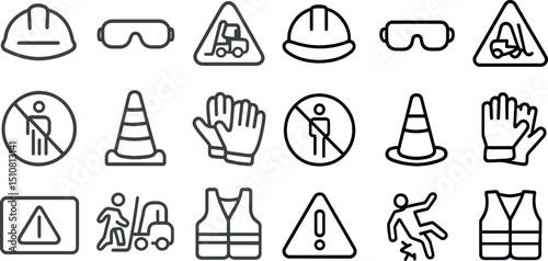 Safety equipment and hazard signs for construction and workplace protection