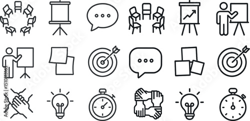 Business and teamwork icons for presentation and strategy design