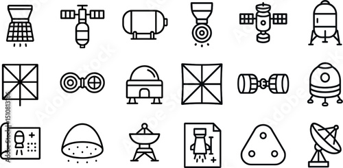 Space exploration icons for technology and science design projects