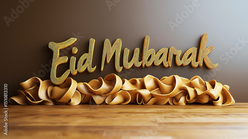 Eid mubarak golden greetings banner design for muslim festival celebration