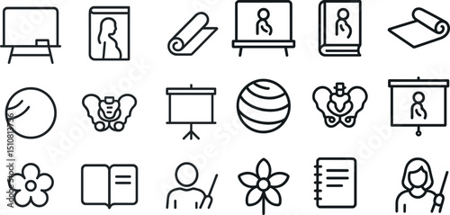 Diverse educational symbols for learning and teaching concepts