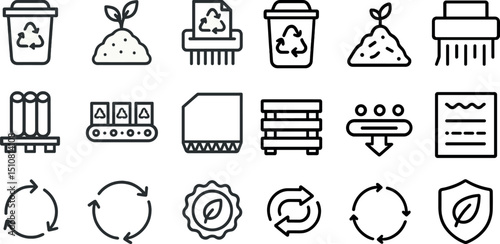Eco-friendly recycling and sustainability icon set for environmental awareness projects
