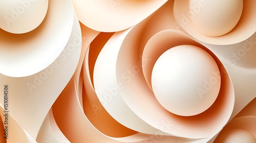 Abstract paper swirls and spheres