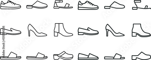 Footwear line art collection for fashion design and inspiration