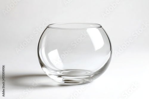 Empty round glass bowl for floral arrangements, centerpieces, and decorative purposes