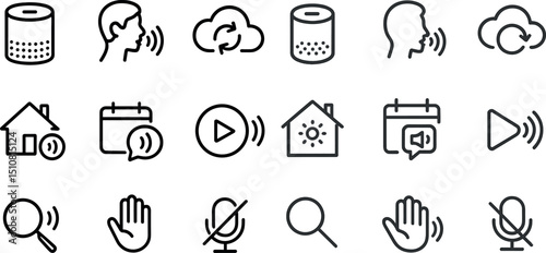 Voice command and smart home interface icons for digital applications