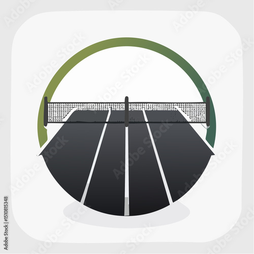 Abstract Tennis Court Icon with Green Arch