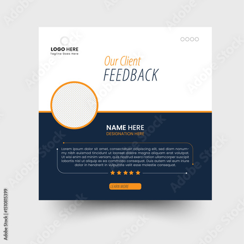Customer feedback testimonial, Client testimonial vector design template, client testimonial social media web banner template, client review template. Set of client review and social media post. 