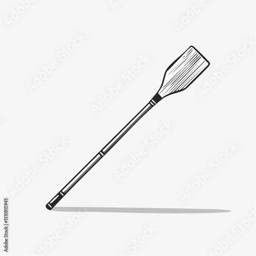 Black and White Illustration of a Wooden Oar