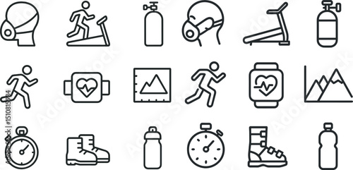 Fitness and wellness icons for exercise and health tracking