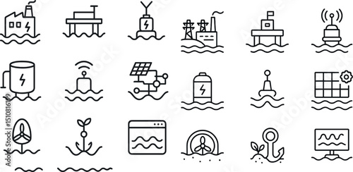 Renewable energy and sustainable technology icons collection