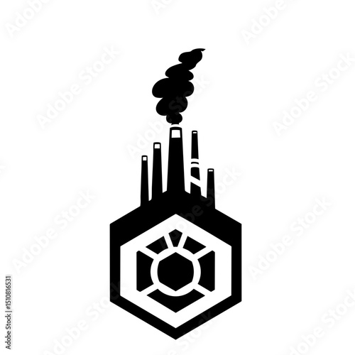 Industrial Sci-Fi Faction Icon - Stark Black & White Space Opera Symbol