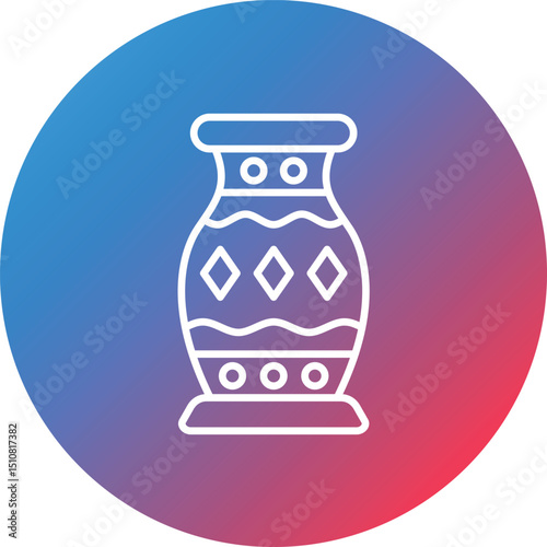 Vase Line Gradient Circle Background Icon
