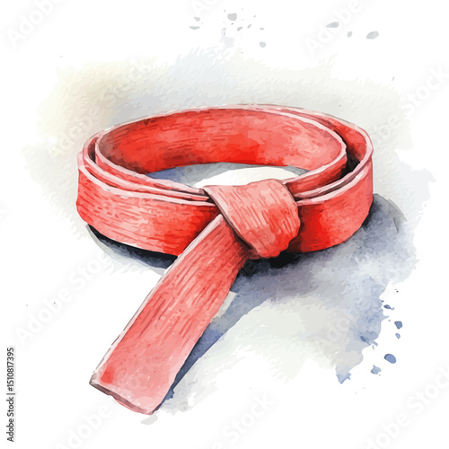 Martial Arts Belt, watercolor clipart vector, high quality, isolated on a white background.