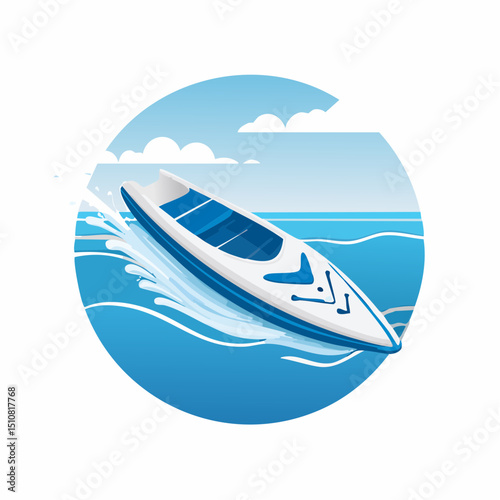 Blue And White Speedboat On The Ocean