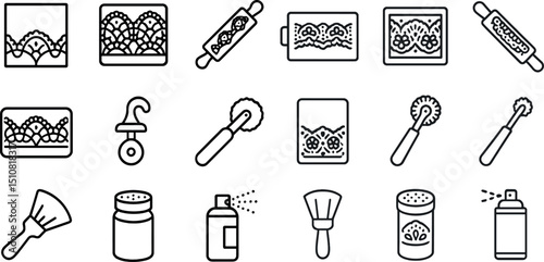Baking tools and accessories collection for creative pastry designs