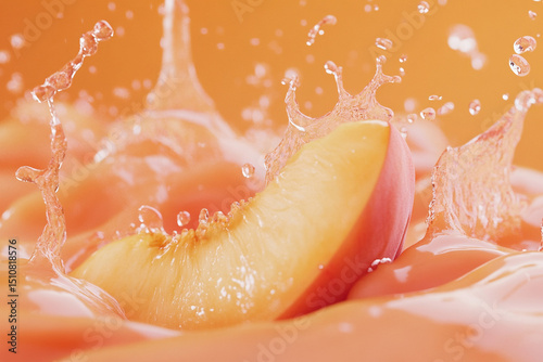 Peach juice splash in soft pastel orange