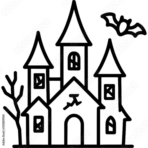 Minimalist haunted house icon design