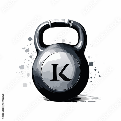 Gray Kettlebell Illustration on White Background