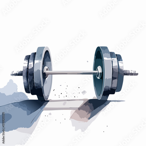 Gray Metal Dumbbell on Watercolor Background