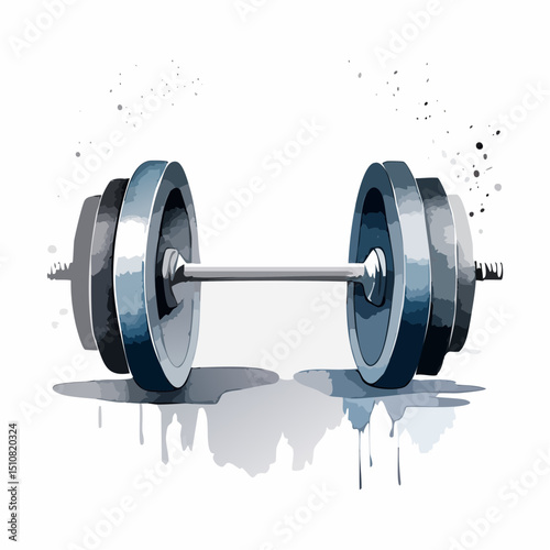 Gray Metal Dumbbell Weightlifting Fitness Illustration