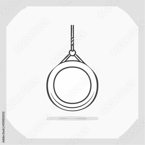 Gray Scale Line Drawing of a Hanging Gymnastic Ring
