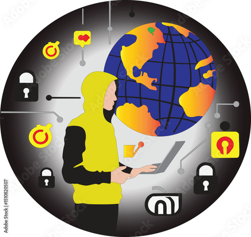 World best hacker clipart illustration cyber crime computer hacker