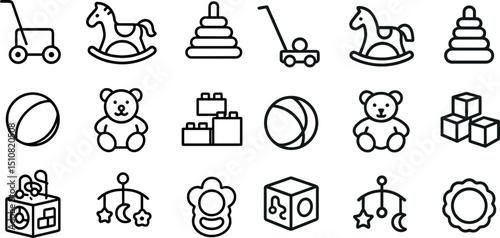 Minimalist baby toys and icons collection for nursery design