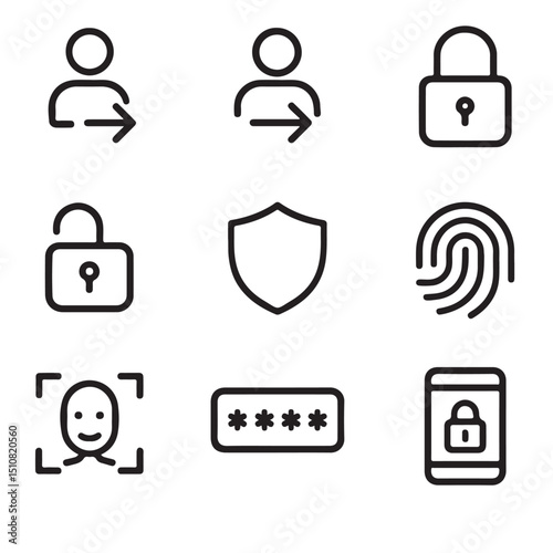 Account & Security Icons – Modern Line Vector Set